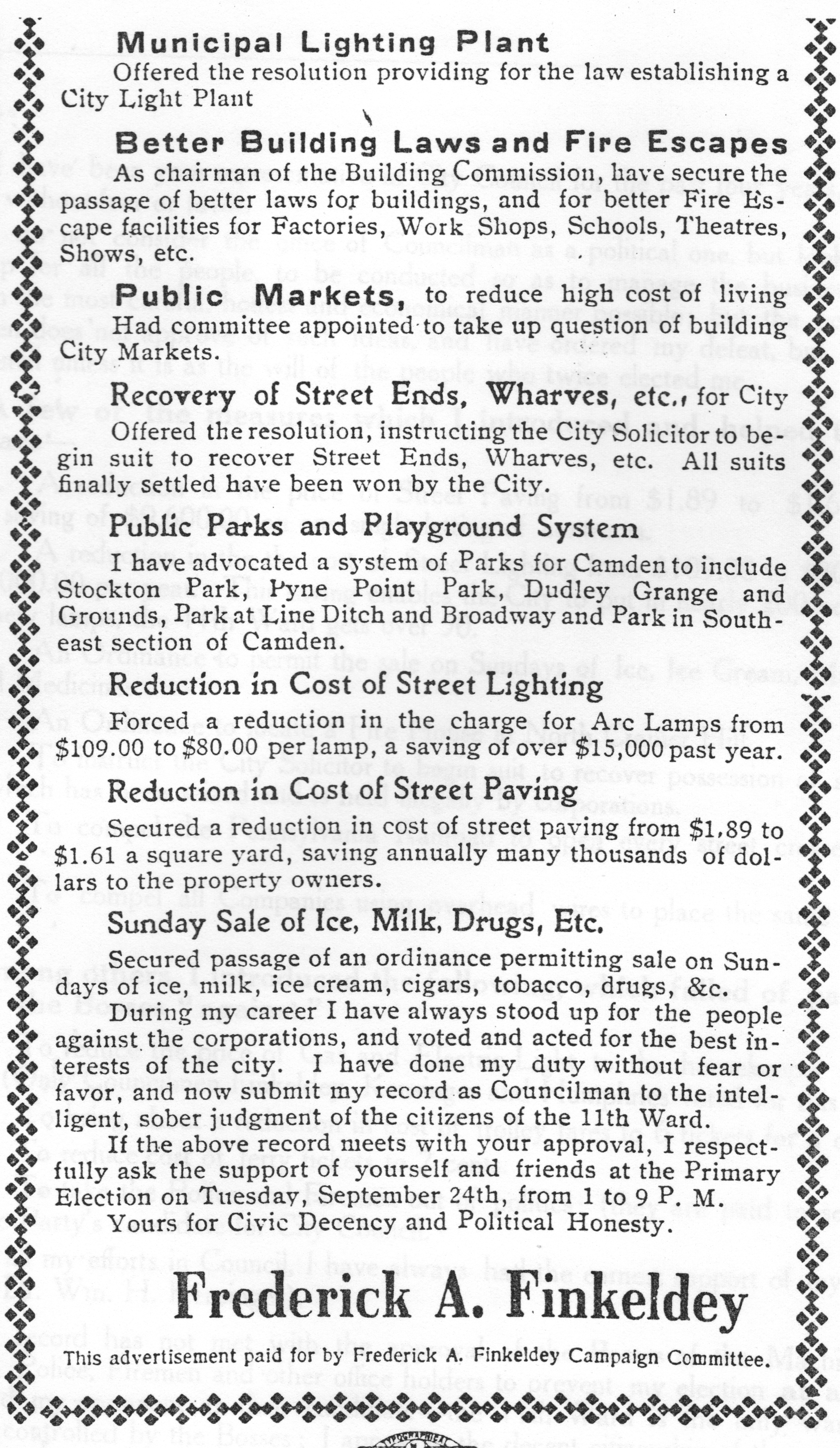 To the Citizens — Frederick A. Finkeldey, August-September 1910, page 2