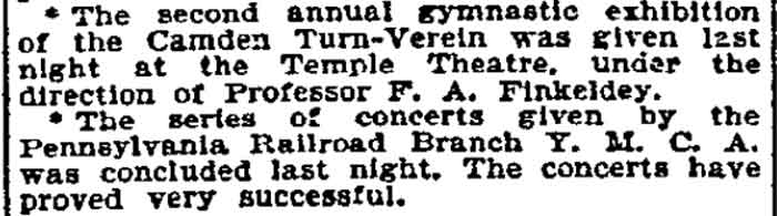2nd Annual Gymnastic Exhibition - Philadelphia Inquirer - May 1, 1896