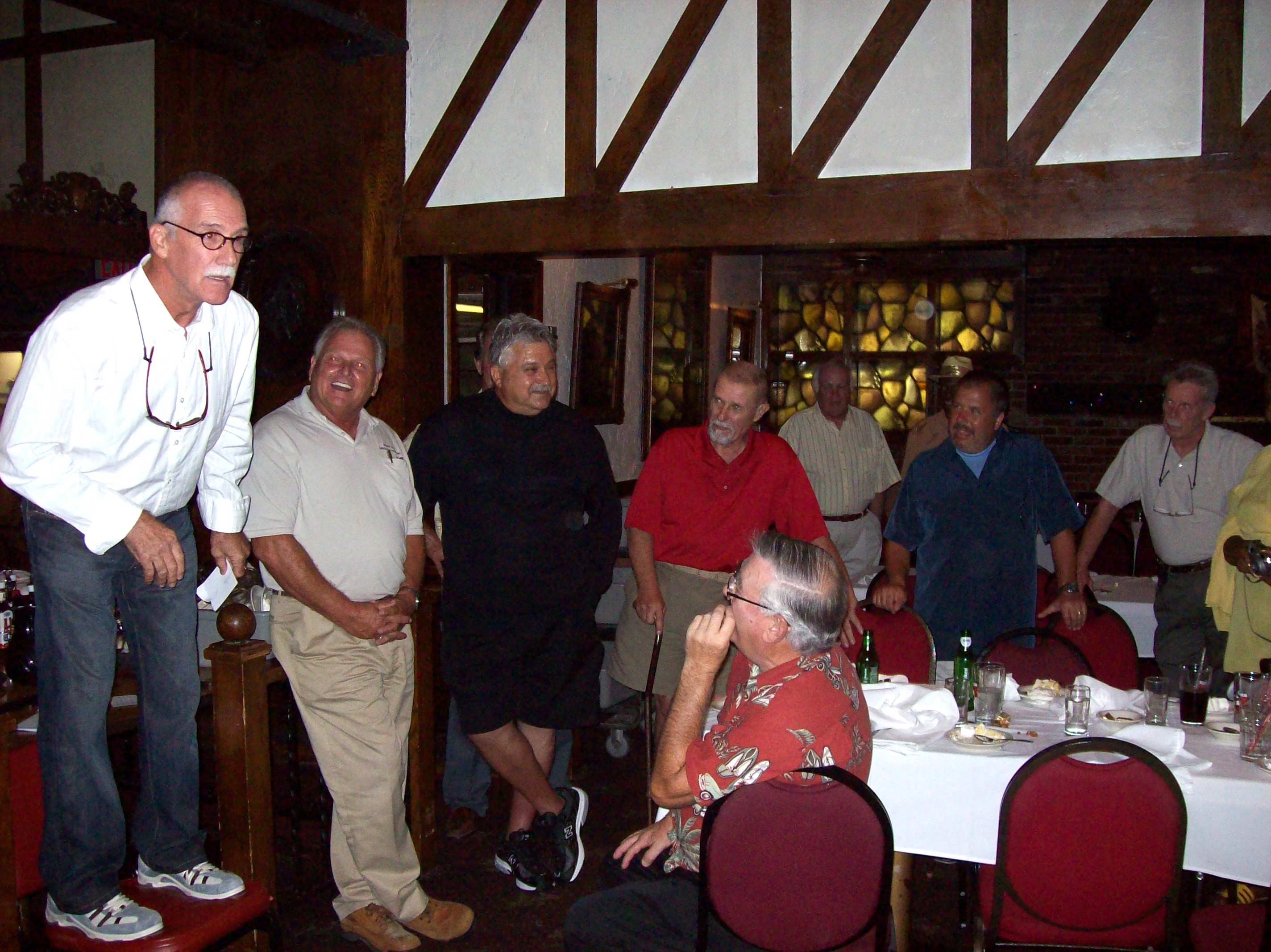 Camden Fire Department Reunion Dinner, August 26, 2009 — From Left: Ron Angemi, Herb Leary, Mario Patrizi, Bill O'Dennis, Hugh Vogel, Frank Saia, Anthony Winters; Seated: Bob Williams