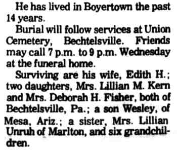 Continued obituary, Camden Courier-Post, May 24, 1977