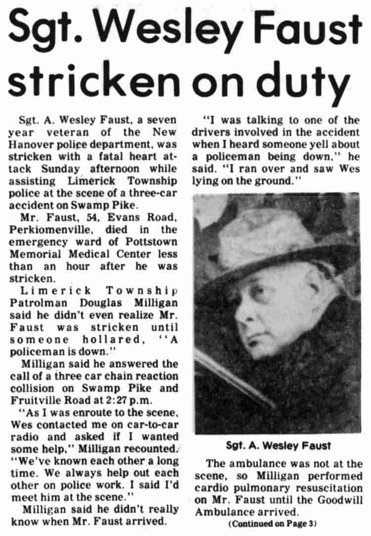 Sgt. A. Wesley Faust portrait, Pottstown Mercury May 23, 1977