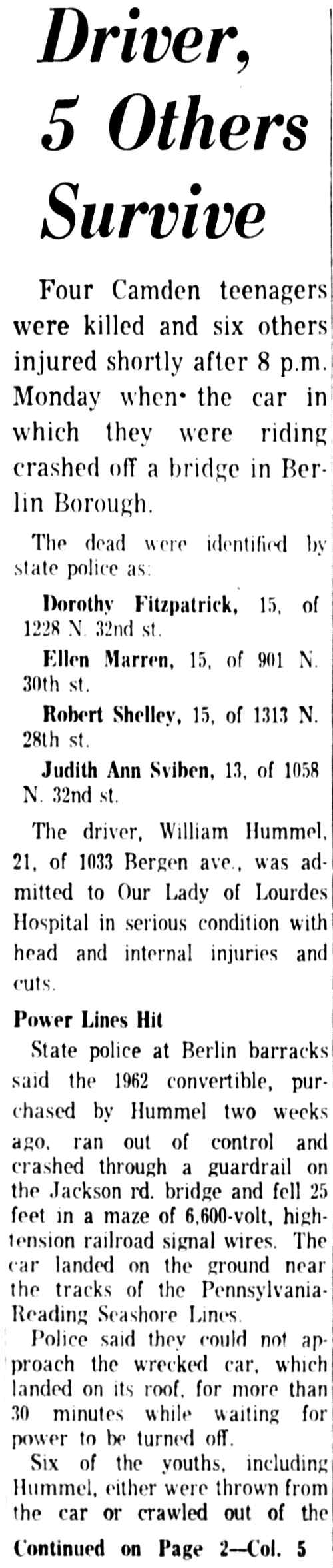 Driver, 5 Others Survive, Camden Courier-Post, March 19, 1963