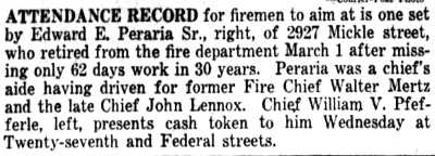 Edward E. Peraria Sr. retirement ceremony, March 27, 1952