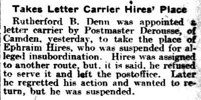 Takes Letter Carrier Hires' Place — Philadelphia Inquirer, January 11, 1903