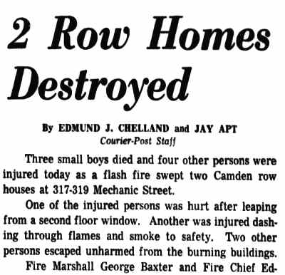 Fire scene photo, left column