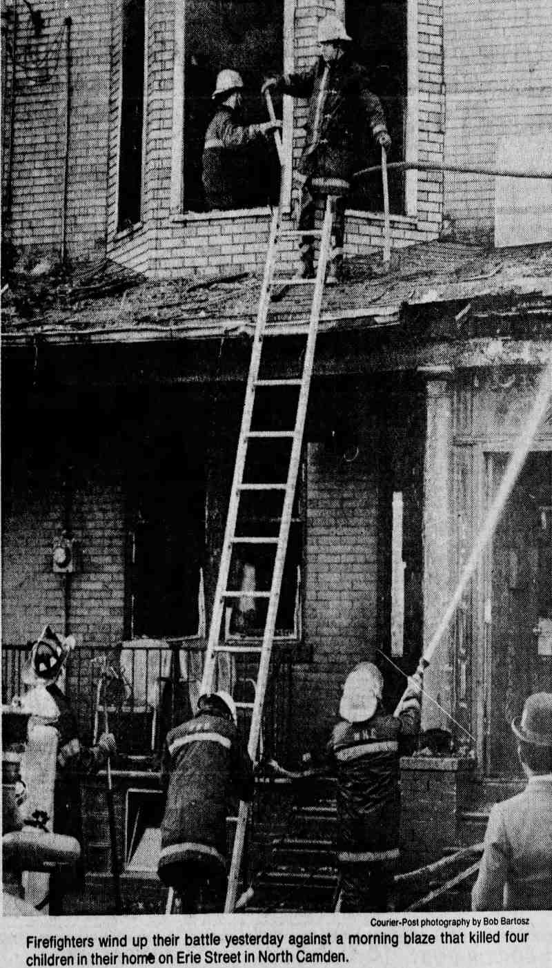 Firefighters at Erie Street fire, Camden Courier-Post, December 2, 1980