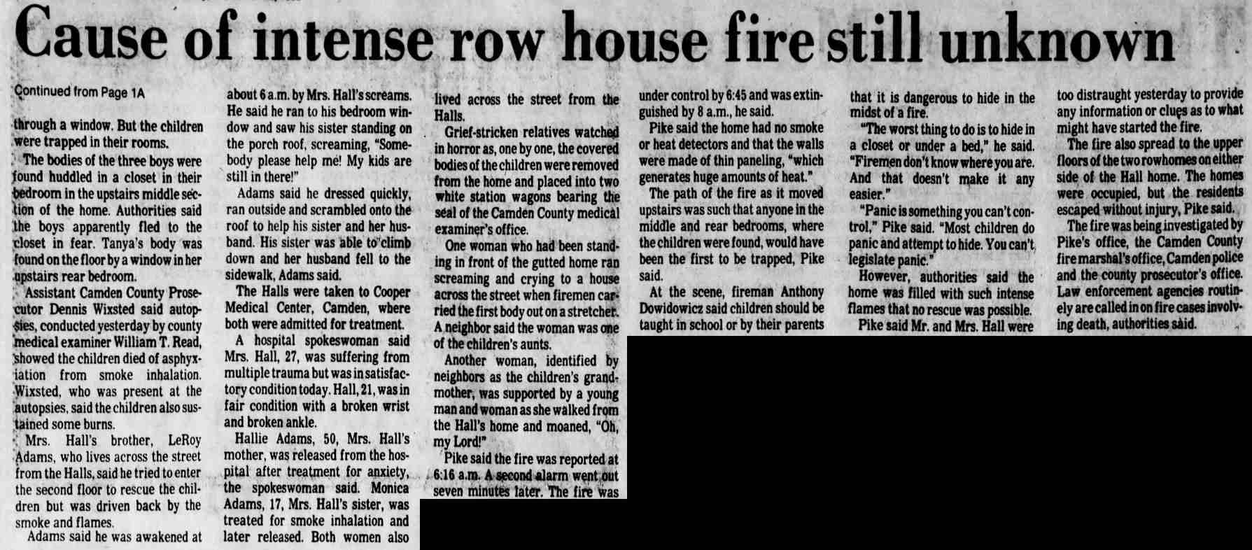 Camden Courier-Post December 2, 1980 — continued — Cause of intense row house fire still unknown