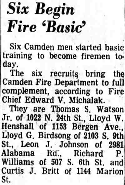 Six Begin Fire 'Basic' — Camden Courier-Post, January 3, 1969