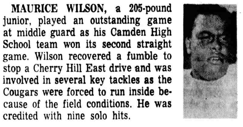 Maurice Wilson, Camden Courier-Post, November 2, 1972