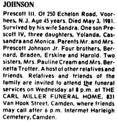 Prescott V. Johnson III obituary