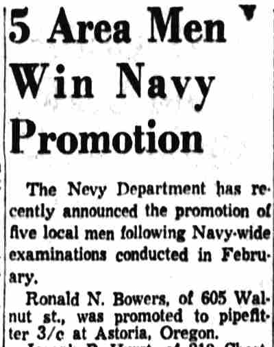 5 Area Men Win Navy Promotion — Camden Courier-Post, August 10, 1956