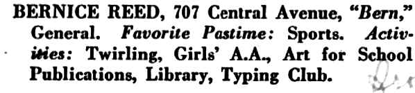 Bernice Z. Reed — Camden High School yearbook entry, 1952