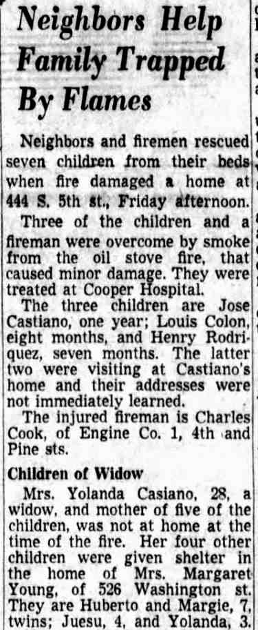 Camden Courier-Post December 27 1952, Neighbors Help Family Trapped By Flames