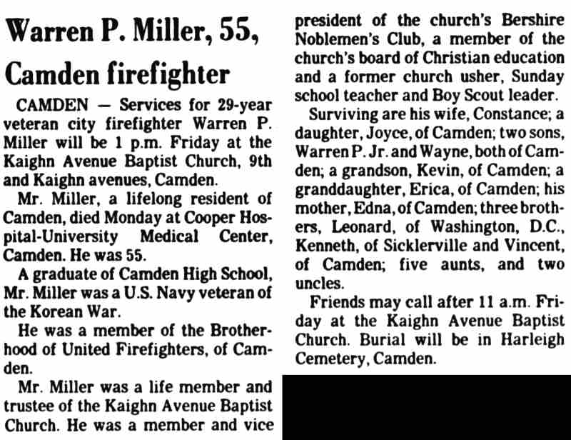 Obituary for Warren P. Miller
