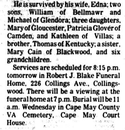 Camden Courier-Post, June 3, 1985 — obituary continued