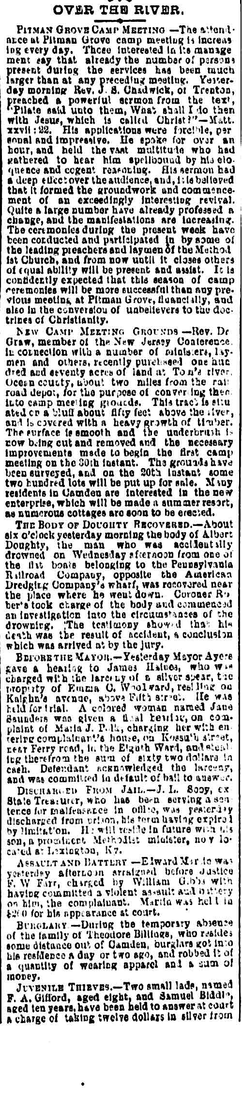 Over the River column, Philadelphia Inquirer, August 10, 1878