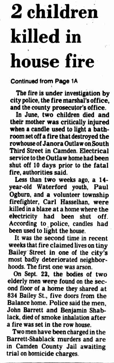 Camden Courier-Post continuation of article about fatal house fire, November 2, 1979