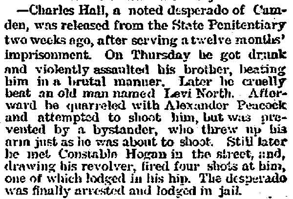 Jersey Journal article mentioning Alexander Peacock, March 6, 1876