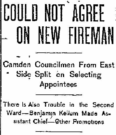 Philadelphia Inquirer, November 24, 1899 — Camden Fire Department appointments, page 1
