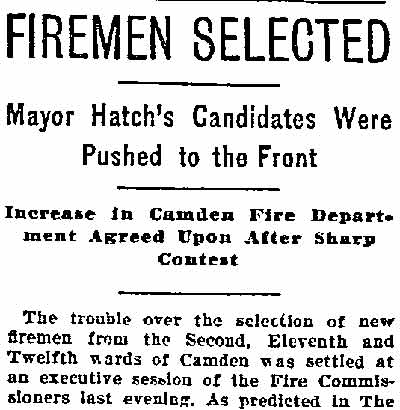 Philadelphia Inquirer, November 28, 1899 — Camden Fire Department (click to open PDF)