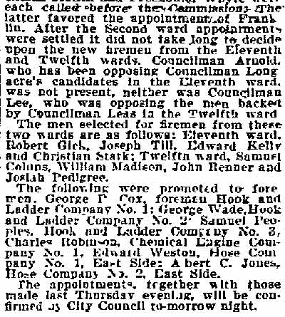 Philadelphia Inquirer, November 28, 1899 — Camden Fire Department, continued (click to open PDF)