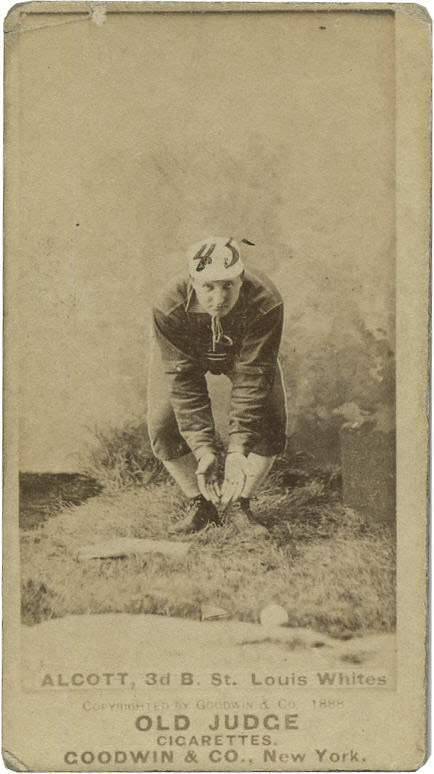 Charles L. Alcott, 1887 Old Judge Cigarettes baseball card (front) — St. Louis Whites, Western Association