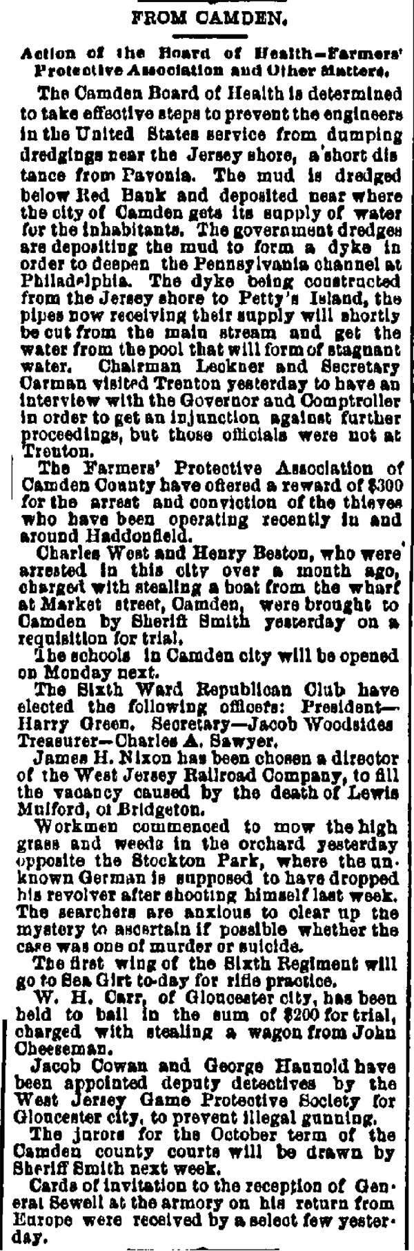 Philadelphia Inquirer, September 2, 1885 — Charles A. Sawyer