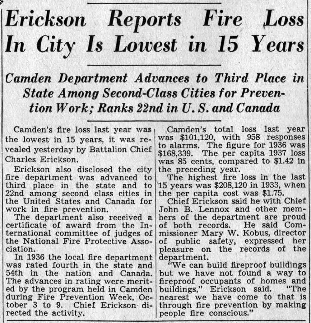 Camden Courier-Post, February 26, 1938 — Charles H. Errickson, John H. Lennox, Mary W. Kobus