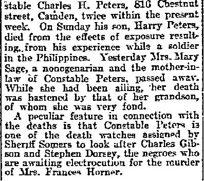 Deaths in the Home of Murderers’ Guard - Philadelphia Inquirer, October 6, 1907