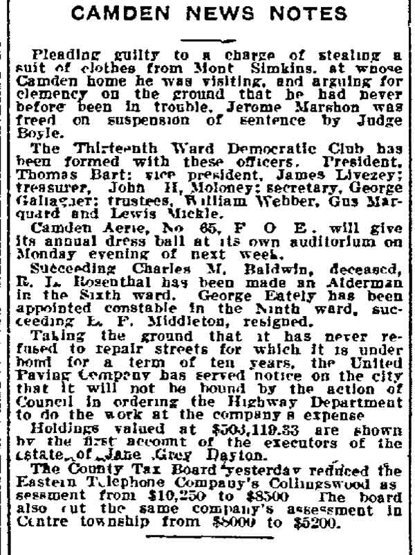 Philadelphia Inquirer, March 29, 1913