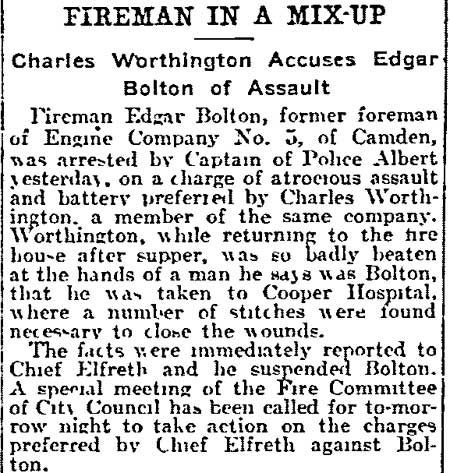 Philadelphia Inquirer, February 18, 1906 — Fireman in a Mix-Up
