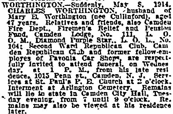 Philadelphia Inquirer article, May 12, 1914