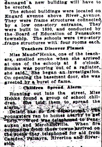 Pennsauken school fire, Camden Daily Courier, September 17, 1920, panel 2