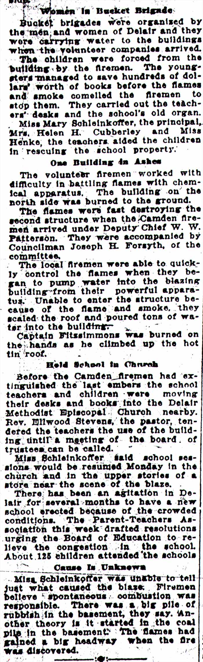 Pennsauken school fire, Camden Daily Courier, September 17, 1920, panel 3