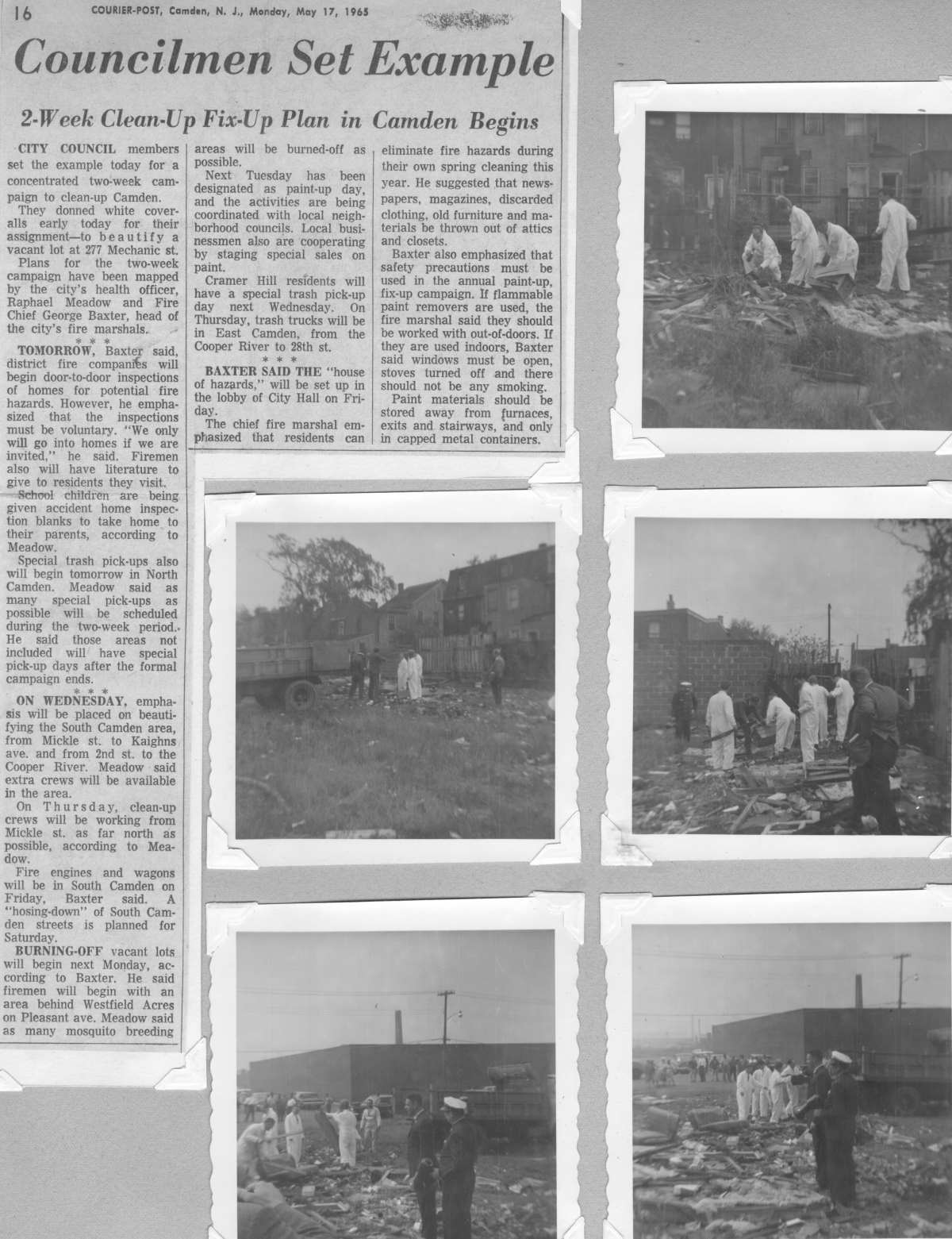 George Baxter, Edward V. Michalak, Keith Kauffman — cleanup 1965