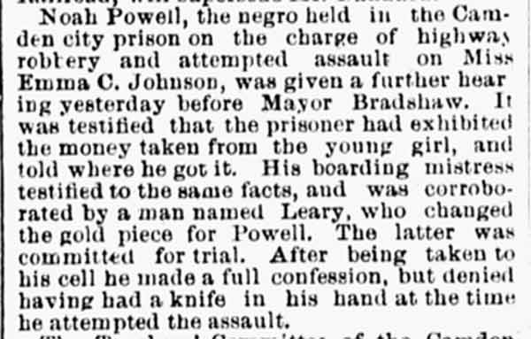 Philadelphia Inquirer, November 13, 1884 — Noah Powell