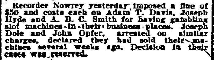 Philadelphia Inquirer, May 6, 1899 — fines imposed for slot machines