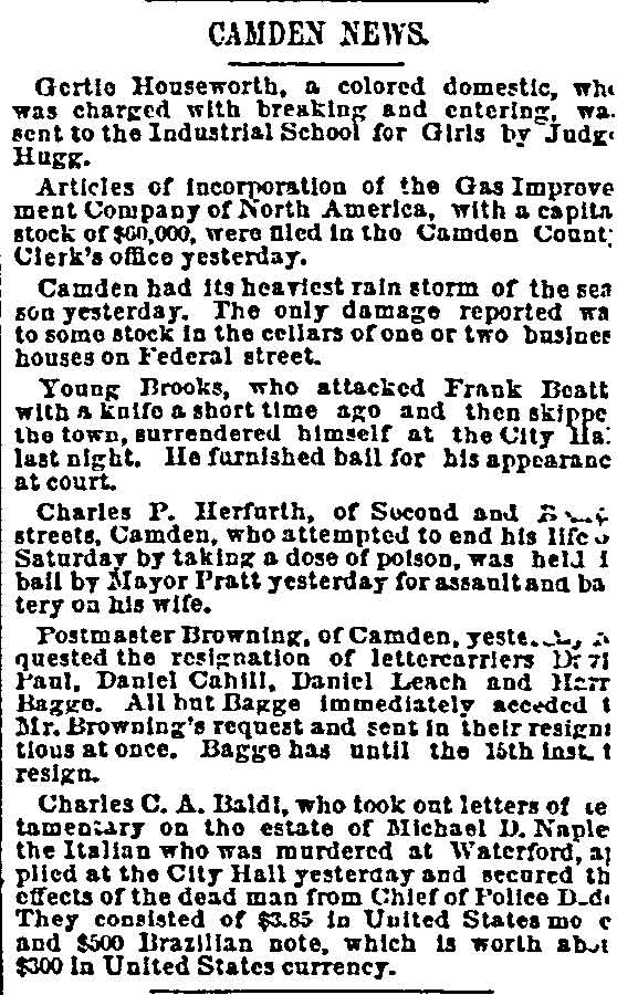 Philadelphia Inquirer, August 1, 1889