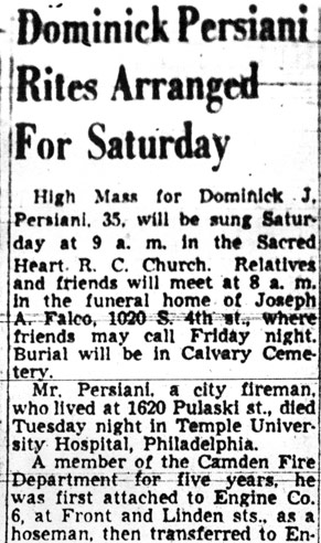Camden Courier-Post—May 21, 1953; Dominick J. Persiani Mass