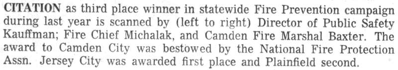 Camden Third in State Fire Prevention Campaign - Camden Courier-Post, 1965