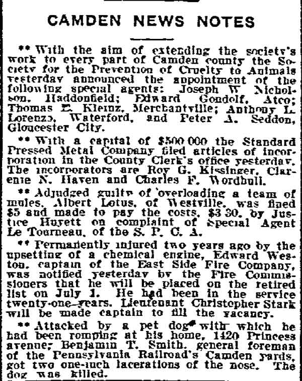 Philadelphia Inquirer, June 24, 1911 — Edward Weston and Christian S. Stark