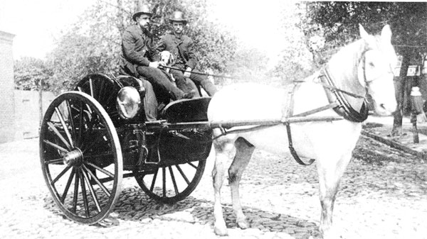 Engine Company 2 with 1869 Silsby Hose Cart, circa 1890