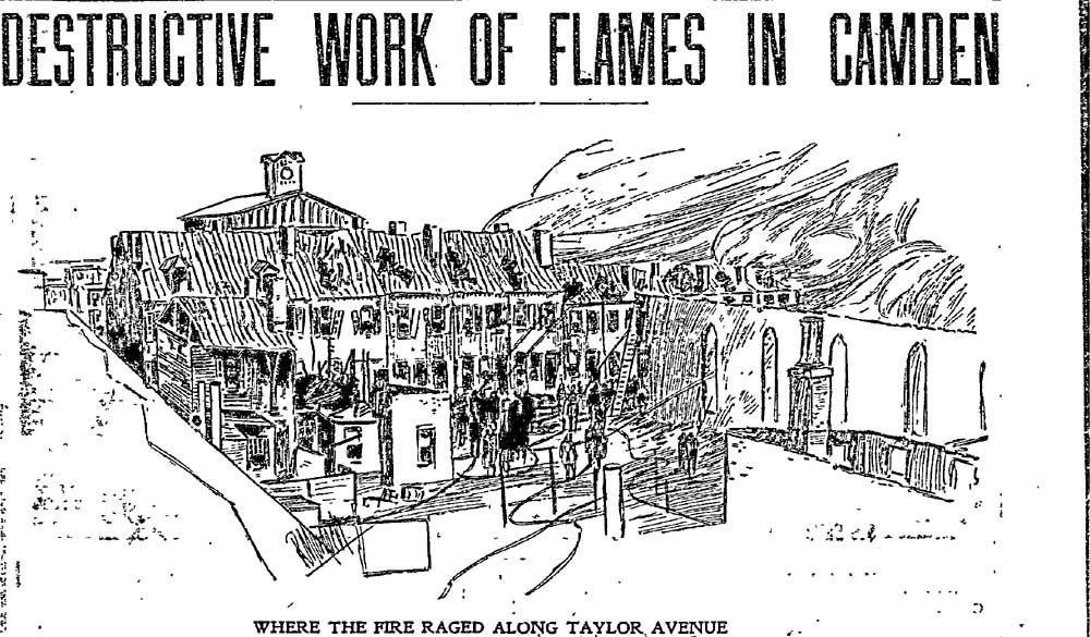 Philadelphia Inquirer, May 14, 1900 — Destructive Work of Flames in Camden (illustration)