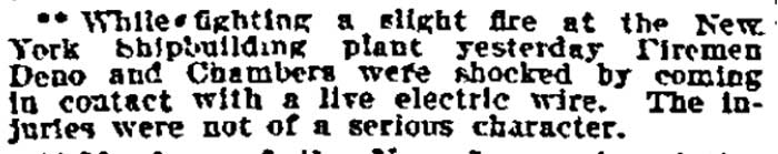 Philadelphia Inquirer article: Firemen Shocked by Electric Wire, January 29, 1909