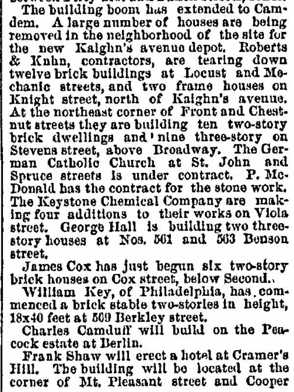 Roberts and Cohn building activity
