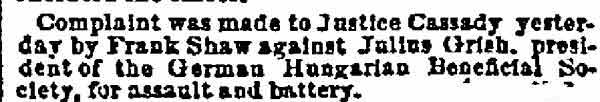 Philadelphia Inquirer, August 22, 1889 — James M. Cassady, Julius Gorish, Frank Shaw