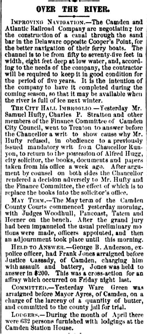 Over the River, Philadelphia Inquirer, May 2, 1877
