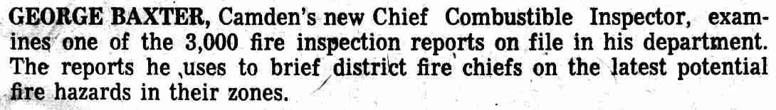 George Baxter, Camden's new Chief Combustible Inspector, examines one of the 3,000 fire inspection reports on file in his department
