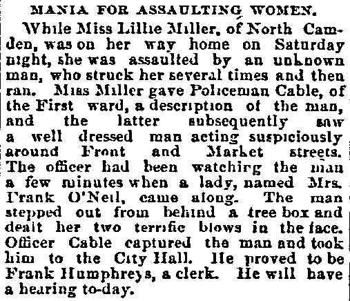 Philadelphia Inquirer, June 9, 1890 — Mania for Assaulting Women