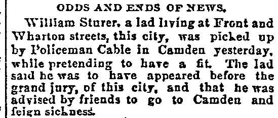 Philadelphia Inquirer, July 20, 1891 — brief item about Policeman Cable